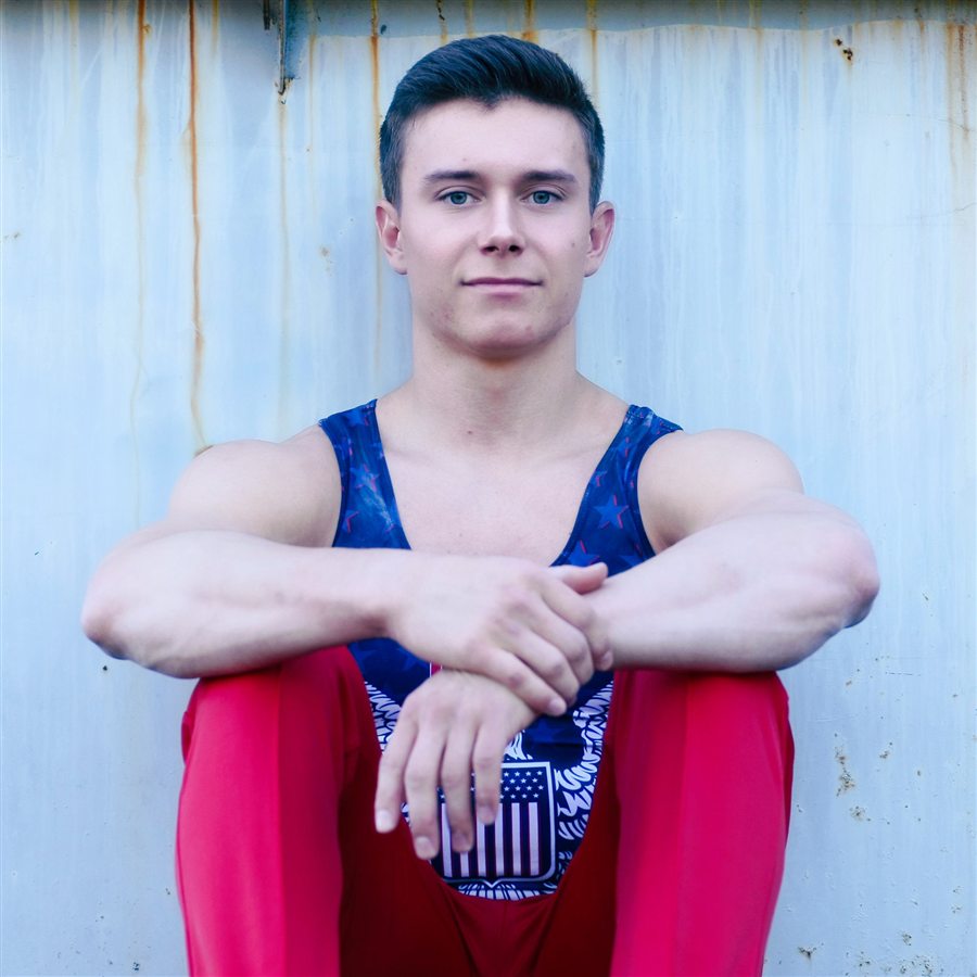 Brody Malone seated in a Team USA uniform